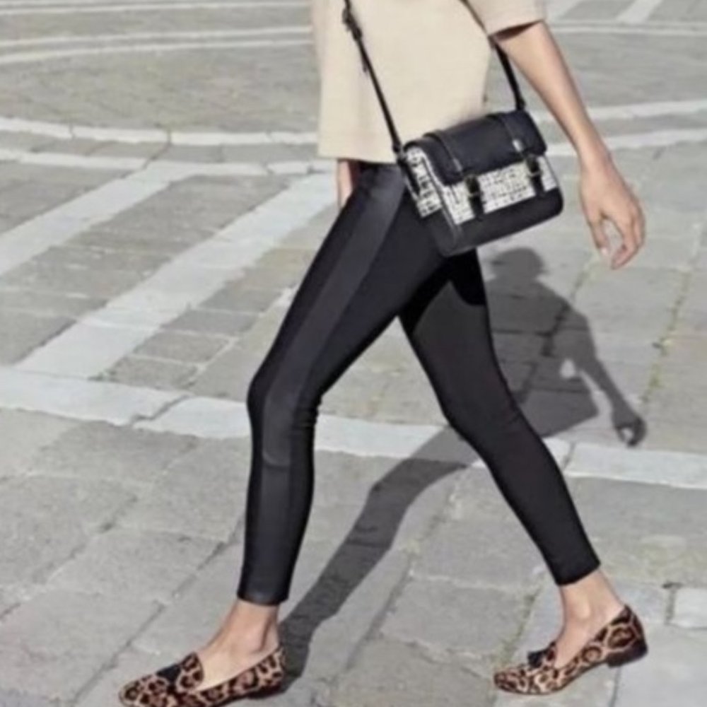 J. Crew Gigi Pant w/ Faux Leather Tuxedo Stripe